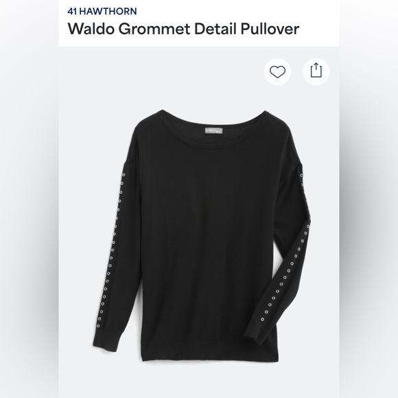 Magnolia Grace, Waldo Grommet Detail Pullover, Black, Size Large - Picture 5 of 6